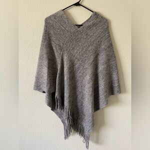 Gray Women’s Fringe Poncho